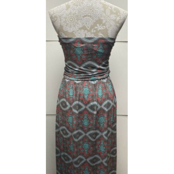 Filly Flair Strapless Maxi Dress‎ Size M Pinks, Teal & Brown Excellent Condition - Picture 7 of 11